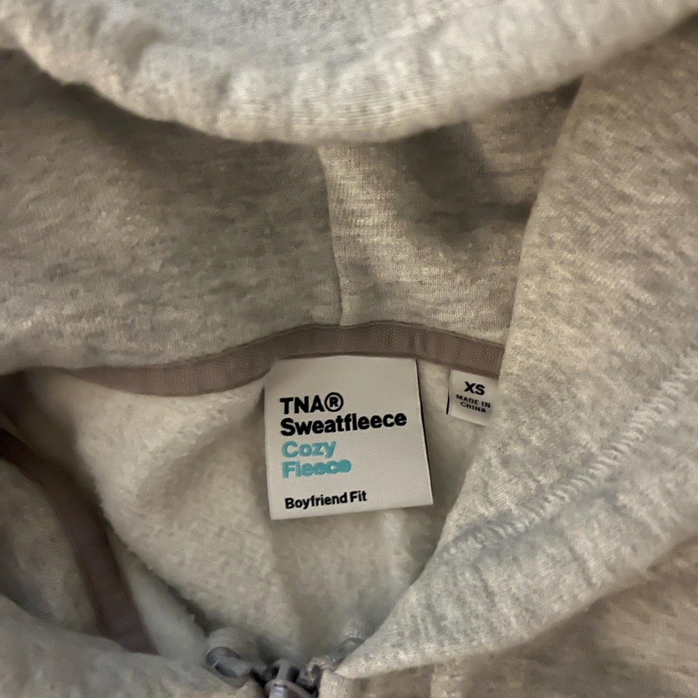 TNA Heather Chrome Cozy Sweatfleece Boyfriend Boxy Zip Hoodie - Picture 5 of 5